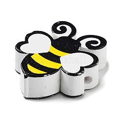 Bee Theme Printed Wood Beads&nbsp;WOOD-M010-04C