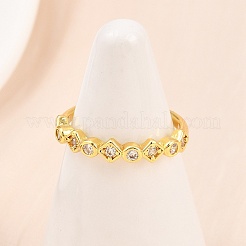 Brass Micro Pave Cubic Zirconia Cuff Rings for Women&nbsp;RJEW-Z113-29G