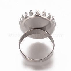 Adjustable 304 Stainless Steel Finger Rings Components&nbsp;STAS-WH0014-04B