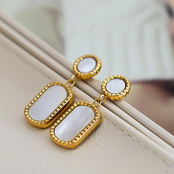 304 Stainless Steel & Natural Shell Dangle Earrings&nbsp;WG17D9D-01