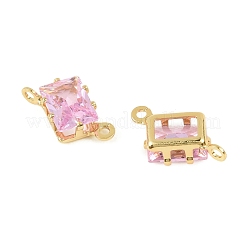 Brass Pave Cubic Zirconia Rectangle Connector Charms&nbsp;KK-P347-05G-01
