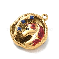 Hollow 304 Stainless Steel Two Sides Enamel Pendants&nbsp;STAS-L316-17G-03