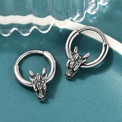 Dragon Head 316 Surgical Stainless Steel Hoop Earrings&nbsp;EJEW-G416-22AS