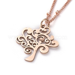 304 Stainless Steel Tree of Life Pendant Necklaces&nbsp;NJEW-JN02699-02