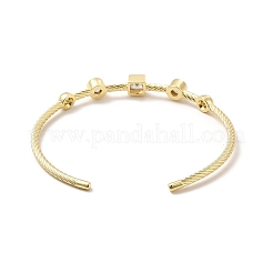 Clear Cubic Zirconia Square Cuff Bangle&nbsp;BJEW-E032-03G
