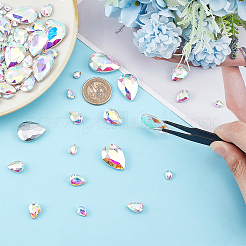 94Pcs 6 Style Pointed Back Glass Rhinestone Cabochons&nbsp;RGLA-FG0001-07