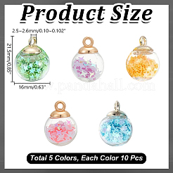 50Pcs 5 Colors Luminous Glass Pendants&nbsp;FIND-AR0005-98