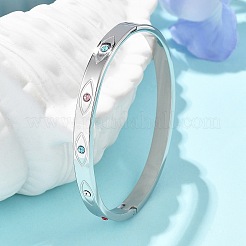 Eye 304 Stainless Steel Rhinestone Bangles for Women&nbsp;BJEW-Z092-09P