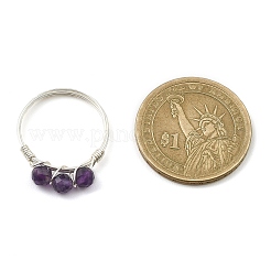 Natural Mixed Gemstone Bead Finger Ring&nbsp;RJEW-JR00585