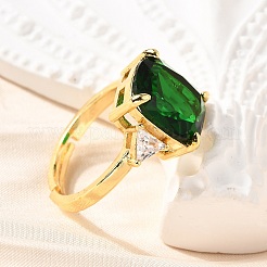 Brass Micro Pave Cubic Zirconia Finger Rings for Women&nbsp;RJEW-F181-11G