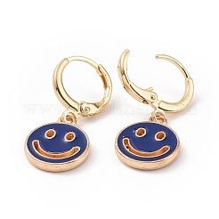 Hollow Out Smiling Face Enamel Hoop Earrings for Women&nbsp;LS-EJEW-G304-01KCG-05