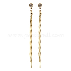 Heart Brass Tassel Stud Earrings&nbsp;EJEW-Z086-04G