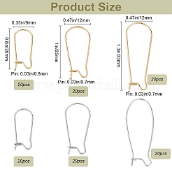 120Pcs 6 Style 304 Stainless Steel Hoop Earring Findings&nbsp;STAS-SP0001-26
