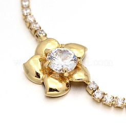 Golden Plated Brass Cubic Zirconia Cup Chain Bracelets&nbsp;BJEW-H0001-04G