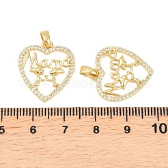 Mother's Day Brass Micro Pave Clear Cubic Zirconia Pendants&nbsp;KK-F931-20B-G