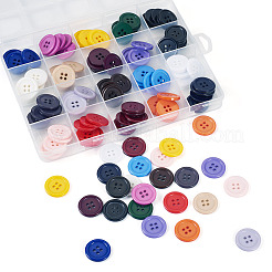 120Pcs 20 Colors 4-Hole Resin Buttons&nbsp;BUTT-TA0001-29B