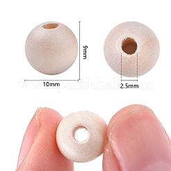 Natural Unfinished Wood Beads&nbsp;WOOD-S651-A10mm-LF