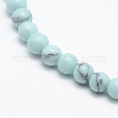 Synthetic Turquoise Smooth Round Beads Strands&nbsp;G-L146-8mm-01-1