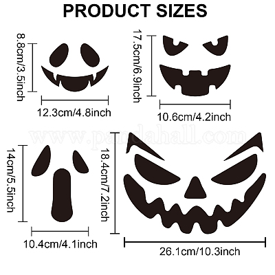 9 Piece Halloween Stencils Set - 7.8x7.8 Inch Plastic Templates For Pumpkin Painting