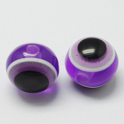 Round Evil Eye Resin Beads&nbsp;RESI-R159-6mm-06-1
