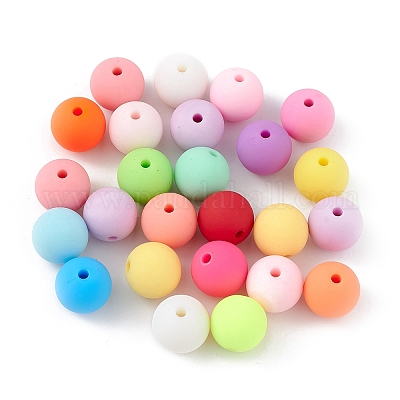 Rubberized Style Opaque Acrylic Beads&nbsp;MACR-F073-01-1