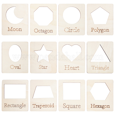 12Pcs MDF Geometric Shape Template&nbsp;DIY-UN0007-96B-1