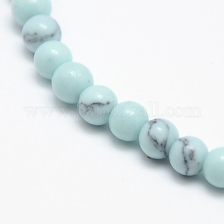 Synthetic Turquoise Smooth Round Beads Strands&nbsp;G-L146-8mm-01-1