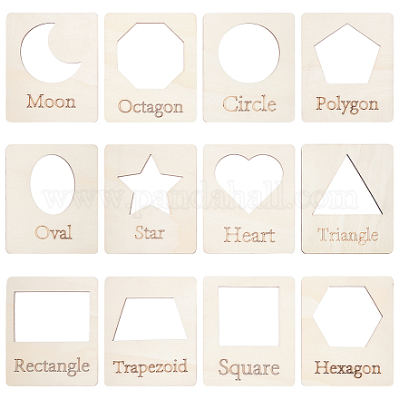 12Pcs MDF Geometric Shape Template&nbsp;DIY-UN0007-96B-1