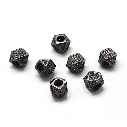 Rack Plating Brass Cubic Zirconia Beads&nbsp;ZIRC-S029-02B-1