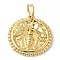 Eco-Friendly Rack Plating Brass Pendants, with Jump Ring, Long-Lasting Plated, Lead Free & Cadmium Free, Flat Round with Bee Charm, Real 18K Gold Plated, 14x14x2mm, Hole: 3.5mm