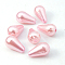 ABS Plastic Imitation Pearl, Teardrop, Pink, 10x6mm, Hole: 1mm