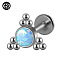 G23 Titanium Threadless Labrets, with Imitation Opal, Stainless Steel Color, Triangle, 6mm, Pin: 1.2mm