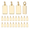 24Pcs Brass Pendants, Rectangle, with Jump Ring, Real 14K Gold Plated, 13x6mm