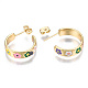 Brass Enamel Stud Earrings&nbsp;EJEW-T014-07G-NF-3