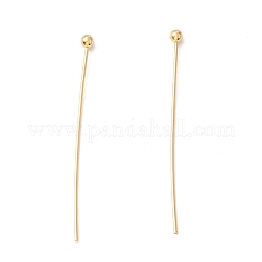 Brass Ball Head Pins, Long-Lasting Plated, Cadmium Free & Lead Free, Real 18K Gold Plated, 30~30.5mm, Head: 1.8mm, Pin: 0.5mm, 24 Gauge