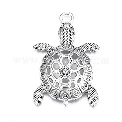 Tibetan Style Alloy Big Pendants, Lead Free & Cadmium Free, Turtle, Antique Silver, 56x37x10mm, Hole: 5mm, about 46pcs/500g