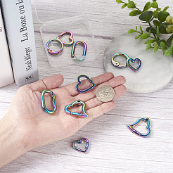 10Pcs 5 Style Zinc Alloy Spring Gate Rings&nbsp;PALLOY-GN0001-02