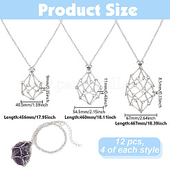 12Pcs 3 Styles Alloy Empty Macrame Pouch Pendant Iron Cable Chain Slider Necklace Making&nbsp;NJEW-GO0001-25