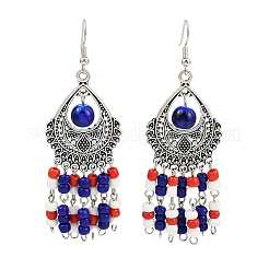 Alloy Glass Seed Beads Teardrop Chandelier Earrings&nbsp;EJEW-JE06509