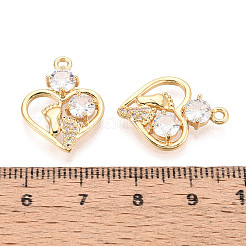 Brass Micro Pave Clear Cubic Zirconia Pendants&nbsp;KK-T077-35G
