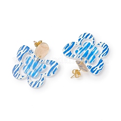 Brass Printing Acrylic Butterfly Dangle Stud Earrings&nbsp;EJEW-JE06431-03