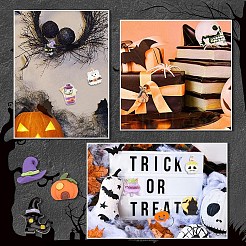 100Pcs Halloween Theme Printed Opaque Resin Cabochons&nbsp;CRES-YW0002-57
