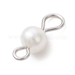 Natural Cultured Freshwater Pearl Round Connector Charms&nbsp;PALLOY-JF04310-02