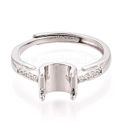 Rhodium Plated 925 Sterling Silver Micro Pave Cubic Zirconia Engagement Solitaire Ring Settings&nbsp;STER-N016-74P