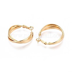 Twist Brass Hoop Earrings&nbsp;EJEW-T047-100G