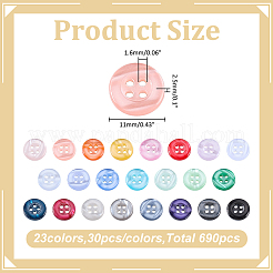 690Pcs 23 Colors 4-Hole Resin Flat Round Buttons&nbsp;BUTT-ME0001-54
