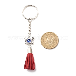 Faux Suede Tassel & Tibetan Style Alloy Pendant Keychain&nbsp;KEYC-JKC00341-02