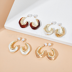 4Pairs 4 Colors Plastic & Resin C-shape Stud Earrings with 925 Sterling Silver Pins&nbsp;EJEW-AN0003-11