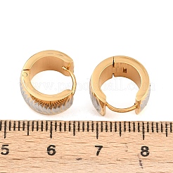 Two Tone 304 Stainless Steel Stripe Hoop Earrings&nbsp;EJEW-L307-04GP-04