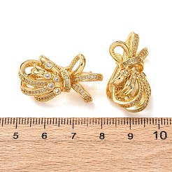 Brass Micro Pave Cubic Zirconia Twister Clasps&nbsp;KK-K422-11G